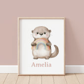 Schattigee otter met een regenboog Baby naam kweke Poster