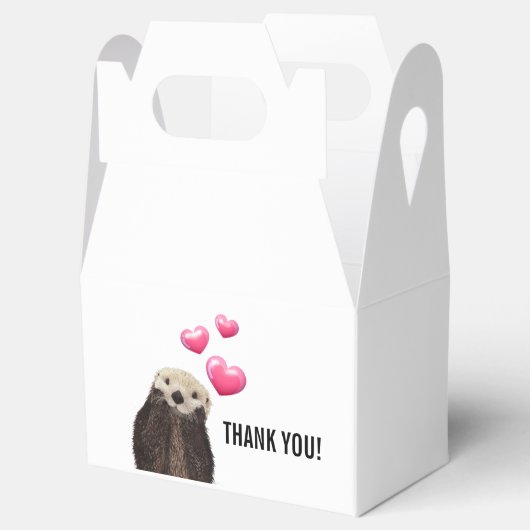 Schattigee otter met roze liefdesharten dank u bedankdoosjes (Geopend)