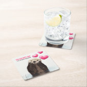 Schattigee Otter met Valentijnse  Harten Vierkante Kartonnen Onderzetter (Insitu)