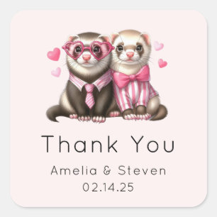 Schattigee otter paar in de liefde bruiloft dank u vierkante sticker