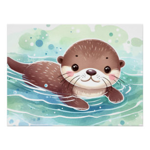 Schattigee Otter Waterverf Perfect Poster