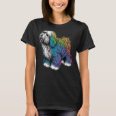 Schattigee oude Engelse herdershond op Bobtail Lov T-shirt (Voorkant)
