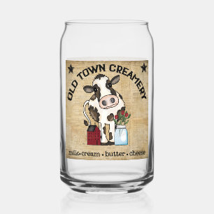 Schattigee oude stad creamery koe boerderij blikvorm glas