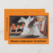 Schattigee, ouderwetse Halloween Surprise Invitati Kaart (Voorkant / Achterkant)