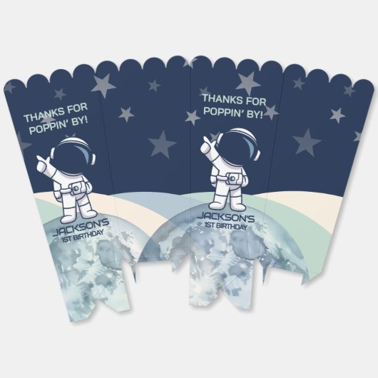 Schattigee Outer Space Astronaut Verjaardag Popcor Bedankdoosjes (Ongevouwen)