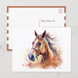 Schattigee Paard Waterverf Hallo, Denken aan U, Li Briefkaart