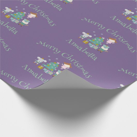 Schattigee Paarse aangepaste naam Nutcracker Chris Cadeaupapier (Hoek)