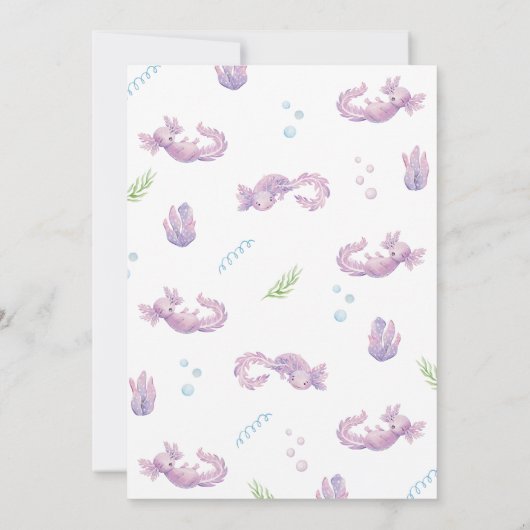 Schattigee Paarse Axolotl-verjaardagsuitnodiging Kaart (Achterkant)