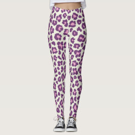 Schattigee Paarse Bold en Mooi Luipaard Dier Leggings