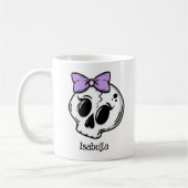 Schattigee Paarse Bow Halloween Skull Custom Koffiemok (Links)