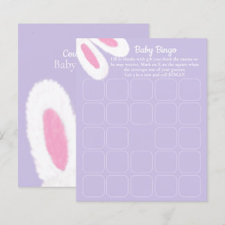 Schattigee Paarse Bunny Baby shower Bingo Spel