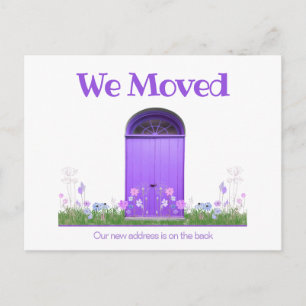 Schattigee Paarse Deuren Bloemen We Moved Aankondi Briefkaart