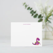 Schattigee paarse Dinosaurus Kinder dank u Bedankkaart (Staand voorkant)