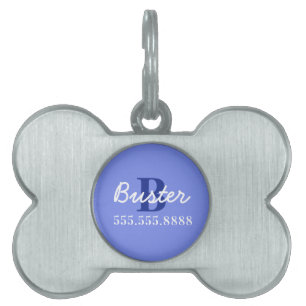 Schattigee Paarse Dog Monogram Ingelijste Pet Tag Huisdieren Naamplaatje
