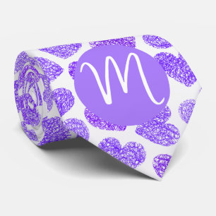 Schattigee Paarse Doodled Heart Valentijnsdag Mono Stropdas