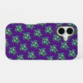 Schattigee Paarse en Groene Nautische Zee Schildpa iPhone 16 Hoesje (Achterkant horizontaal)