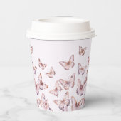 Schattigee Paarse en roze vlinder Baby shower Papieren Bekers (Achterkant)