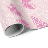 Schattigee Paarse en witte Cookie Roze Kerstmis Cadeaupapier (Rol Hoek)