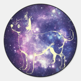 Schattigee Paarse Galaxy Chihuahua Space Star Dog Ronde Sticker