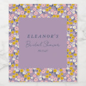 Schattigee Paarse Gele Bloemen Vrijgezellenfeest C Wijn Etiket (Enkel label)