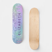 Schattigee Paarse Groene Blauwe Glitter Gepersonal Skateboard (Voorkant)