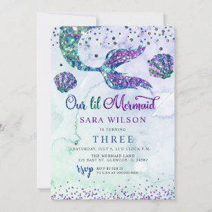 Schattigee Paarse groene moderne glitter zeemeermi Kaart