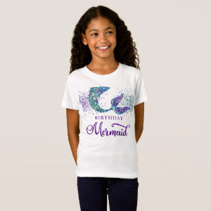 Schattigee Paarse groene moderne glitter zeemeermi T-shirt