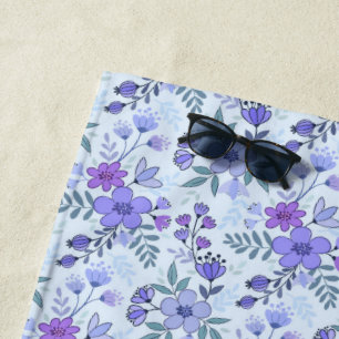 Schattigee Paarse Hand getrokken Bloemen Strandlak Strandlaken
