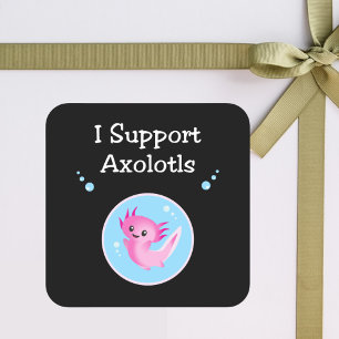 Schattigee Paarse Ik Steun Axolotls Donkere Kleur Vierkante Sticker