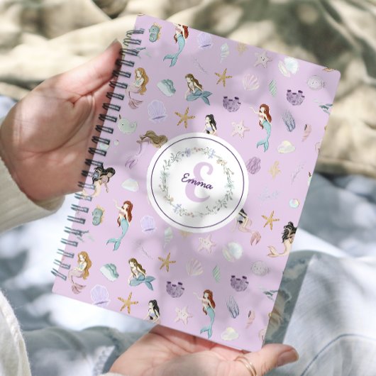 Schattigee Paarse Mermaids Monogram Meisjes Planner