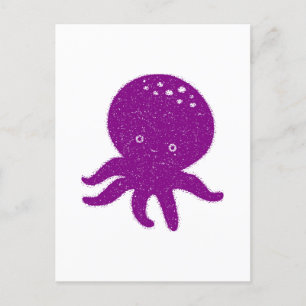 Schattigee Paarse Octopus Oude Print Briefkaart