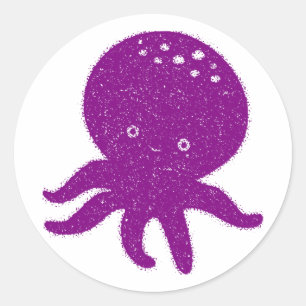 Schattigee Paarse Octopus Oude Print Ronde Sticker