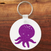 Schattigee Paarse Octopus Oude Print Sleutelhanger (Achterkant)