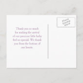 Schattigee Paarse paraplu en boog Baby shower Dank Aankondigingskaart (Achterkant)