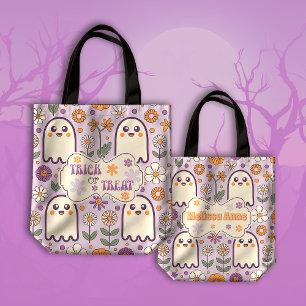 Schattigee Paarse Retro Groovy Trick or treat Hall Draagtas
