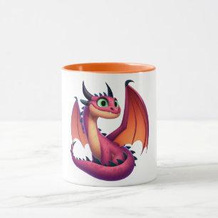 Schattigee paarse/rode cartoon draak mok