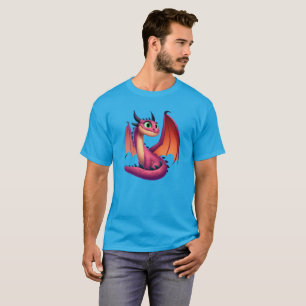 Schattigee paarse/rode cartoon draak t-shirt