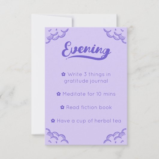 Schattigee Paarse Script Mindful Evening Routine K Kaart (Voorkant)