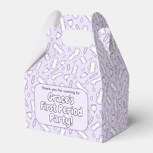 Schattigee Paarse Tampon Pattern Eerste Periode Pa Bedankdoosjes (Achterkant)