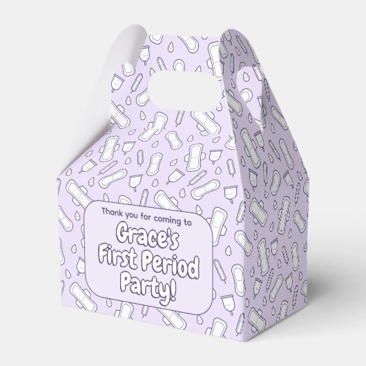 Schattigee Paarse Tampon Pattern Eerste Periode Pa Bedankdoosjes (Voorkant Zijde)