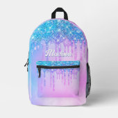 Schattigee paarse Turquoise Glitter Drips monogram Bedrukte Rugzak (Voorkant)