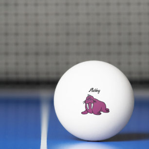 Schattigee Paarse Walrus Cartoon, Vriendelijke Oce Pingpongballen