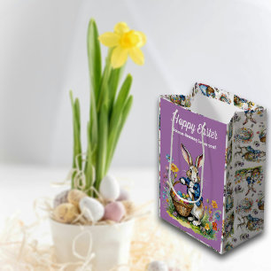 Schattigee Paarse Waterverf paashaas Medium Cadeauzakje