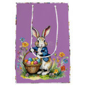 Schattigee Paarse Waterverf  paashaas Medium Cadeauzakje (Achterkant)