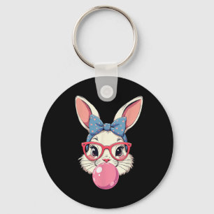 Schattigee Paasdag Bunny Gezicht met Bandana Heart Sleutelhanger