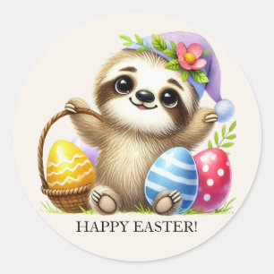 Schattigee paaseieren luiaard ronde sticker