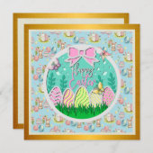 Schattigee paaseierjacht en kleurrijke vlinders kaart (Voorkant / Achterkant)