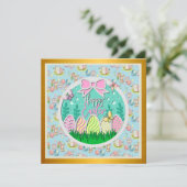 Schattigee paaseierjacht en kleurrijke vlinders kaart (Staand voorkant)