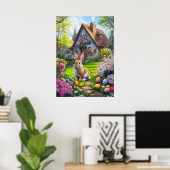 Schattigee Paashaas Egg Hunt Schilderij Poster (Thuiskantoor)