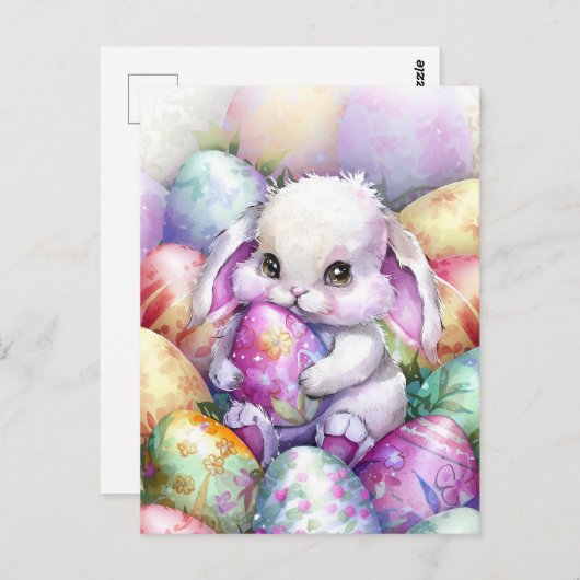 Schattigee paashaas eieren briefkaart (Voorkant / Achterkant)